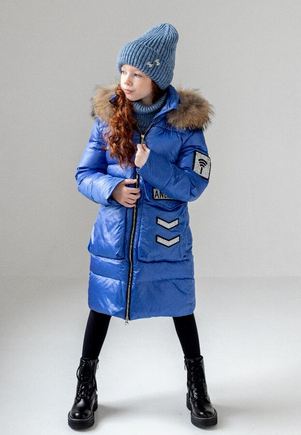 Пальто для девочки голубое ANERNUO 20156