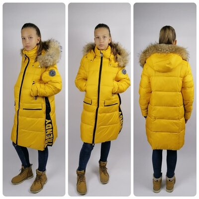 Пальто для девочки желтое ANERNUO 20142