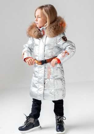 Пальто для девочек серебро Anernuo 20148s