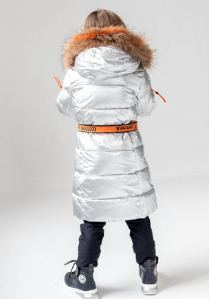 Пальто для девочек серебро Anernuo 20148s