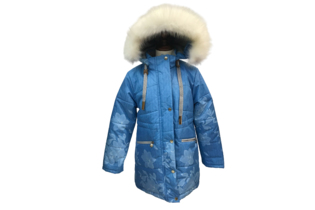 Пальто для девочки голубое аделина 3w19-01
