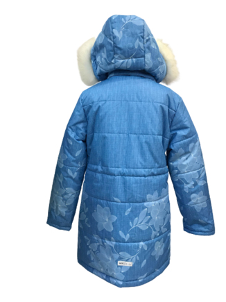 Пальто для девочки голубое аделина 3w19-01