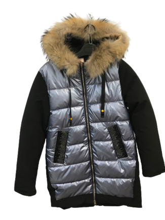 Пальто для девочки черно-голубое minika 1338
