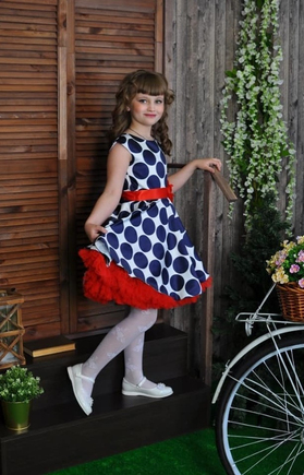Платья для девочки в горошек сине-красное Merry Fashion 123
