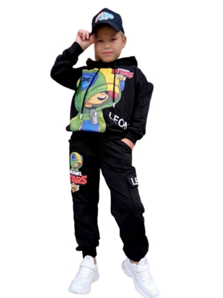 Спортивный костюм для мальчика чёрный AMONGAS 494/492