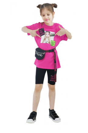 Футболка с сумочкой для девочек розовая DELORAS 21042